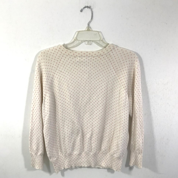 Banana Republic Silk Blend Cardigan L White Pink Polka Dots - Picture 3 of 8